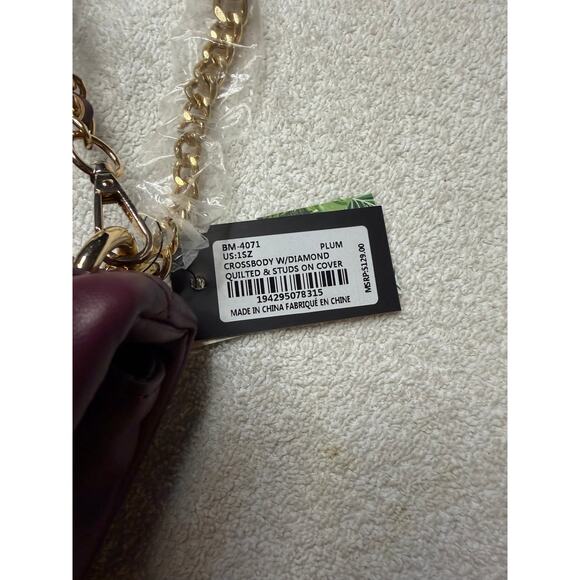 Badgley Mischka Plum Quilted Crossbody | Gold Chain | NWT | $129 MSRP - Picture 6 of 8